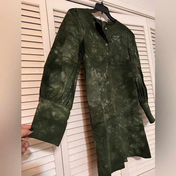 Something Navy long sleeve mini dress army tie dyed green - Picture 2 of 9